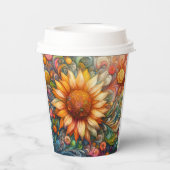 Zonnebloemen Papieren Bekers (Achterkant)