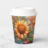 Zonnebloemen Papieren Bekers (Voorkant)