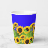 Zonnebloemen Papieren kopjes Oekraïense vlag kleur Papieren Bekers (Links)
