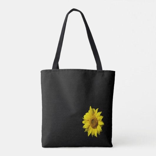 Zonnebloemen Patroonsnoer. BG Colour Black Canvas  Tote Bag (Achterkant)
