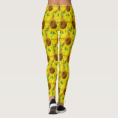 Zonnebloemen Patroonsnoer. BG-kleurenveroudering Leggings (Achterkant)