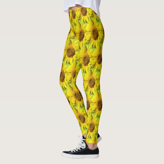 Zonnebloemen Patroonsnoer. BG-kleurenveroudering Leggings (Links)