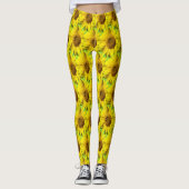 Zonnebloemen Patroonsnoer. BG-kleurenveroudering Leggings (Voorkant)