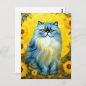 Zonnebloemen Perzische Kat Briefkaart (Voorkant / Achterkant)