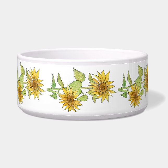 Zonnebloemen Pet Bowl Voerbakje (Voorkant)