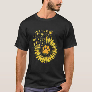 Zonnebloemen Pet Paw Drukt Dog Cat T-shirt