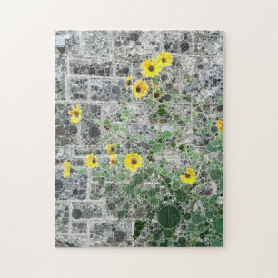 Zonnebloemen PHL Rowhouse Stone Grey Fotokunst Legpuzzel