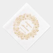 Zonnebloemen, pioenen, vergeet me niet krans bruil folie servetten (Rechts)