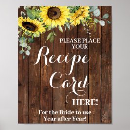 Zonnebloemen Plaats Receptkaart Bruidsborrel Bord Poster
