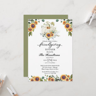 Zonnebloemen pompoen Friendsgiving Dinner Invitati