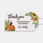 Zonnebloemen Pompoen Herfst Bloemige Dank Je Cadeaulabel (Voorkant (Horizontaal))
