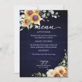Zonnebloemen Pompoen Herfst Bruiloft Menu Kaart (Voorkant)