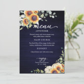 Zonnebloemen Pompoen Herfst Bruiloft Menu Kaart (Staand voorkant)