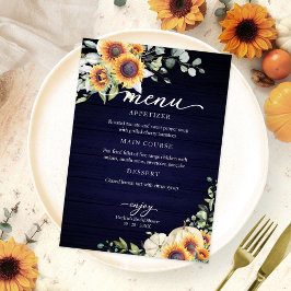 Zonnebloemen Pompoen Herfst Bruiloft Menu Kaart