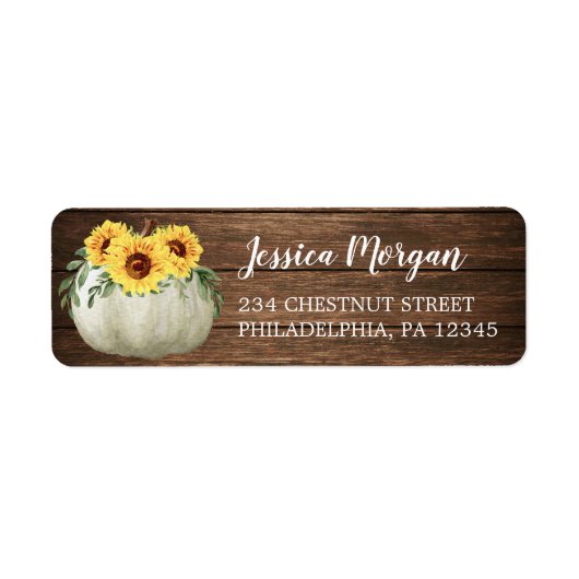 Zonnebloemen Pompoen Retouradres Label (Voorkant)