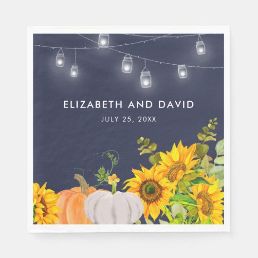 Zonnebloemen pompoen string lichten rustieke bruil servet (Voorkant)