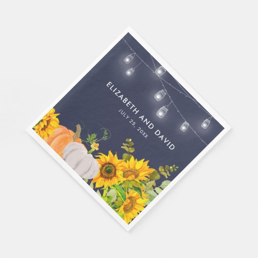 Zonnebloemen pompoen string lichten rustieke bruil servet (Hoek)