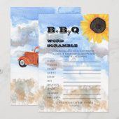 Zonnebloemen | Pompoenen Baby shower Word Scramble Kaart (Voorkant / Achterkant)