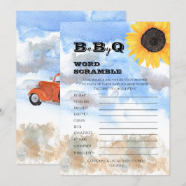 Zonnebloemen | Pompoenen Baby shower Word Scramble Kaart