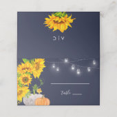 Zonnebloemen pompoenen monogram rustieke bruiloft plaatskaartje (Buitenkant ongevouwen)