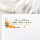 Zonnebloemen Pompoenen Rustieke Herfst Oogst Etiket (Insitu)