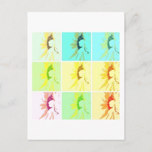 Zonnebloemen Pop Art Briefkaart (Voorkant)
