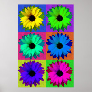 Zonnebloemen-Pop Art Poster