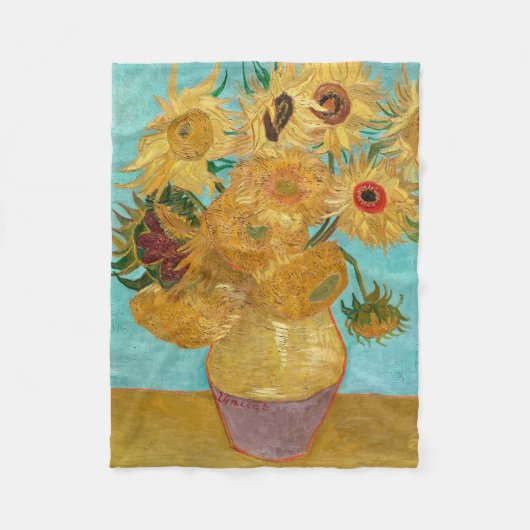 Zonnebloemen, Postimpressionistische Stilleven Sch Fleece Deken (Voorkant)