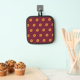 Zonnebloemen Pot Holder (Schuur Rood & Goud) Pannenlap