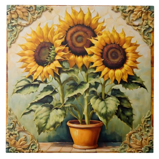 Zonnebloemen Prachtig modern Collectie Tegeltje (Voorkant)