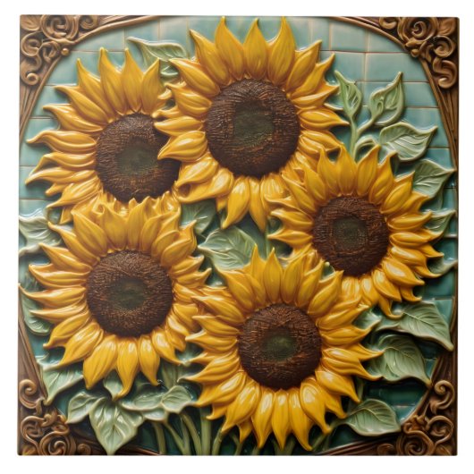 Zonnebloemen Prachtig populair Collectie Tegeltje (Voorkant)