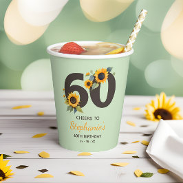 Zonnebloemen Proost aan 60e Verjaardag Paper Cups Papieren Bekers