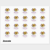 Zonnebloemen Pruim Paarse Lichten Bloemen Dank u Ronde Sticker (Vel)