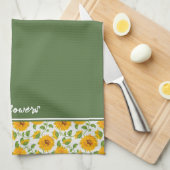 Zonnebloemen rand aangepaste keukenhanddoeken (Quarter Fold)