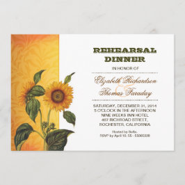 Zonnebloemen repetitie diner uitnodiging