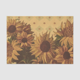 Zonnebloemen retro vintage achtergrond tissuepapier
