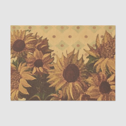 Zonnebloemen retro vintage achtergrond tissuepapier (Voorkant)