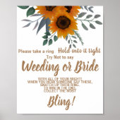 Zonnebloemen Ring op Vrijgezellenfeest Game Sign Poster (Voorkant)