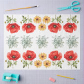 Zonnebloemen, Rode Klaprozen & Eucalyptus Decoupag Tissuepapier (Craft)