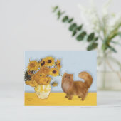 Zonnebloemen - Rode Perzische kat Briefkaart (Staand voorkant)