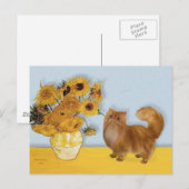 Zonnebloemen - Rode Perzische kat Briefkaart (Voorkant / Achterkant)