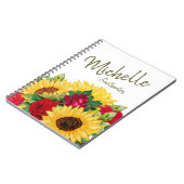 Zonnebloemen Rode Rozen Aangepaste Notitieboek (Linkerzijde)