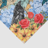 Zonnebloemen Rode rozen Blauwe hortensia & raven Tissuepapier (Detail)