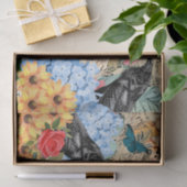 Zonnebloemen Rode rozen Blauwe hortensia & raven Tissuepapier (Geschenk)