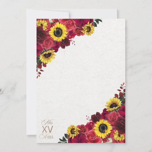 Zonnebloemen rode rozen cowgirl Western quinceaner Kaart (Achterkant)