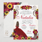 Zonnebloemen rode rozen cowgirl Western quinceaner Kaart (Voorkant / Achterkant)