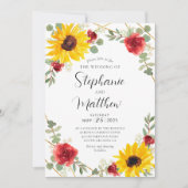 Zonnebloemen Rode rozen Geometrische botanische br Kaart (Voorkant)