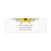 Zonnebloemen romantische zomer bruiloft mailing etiket (Voorkant)