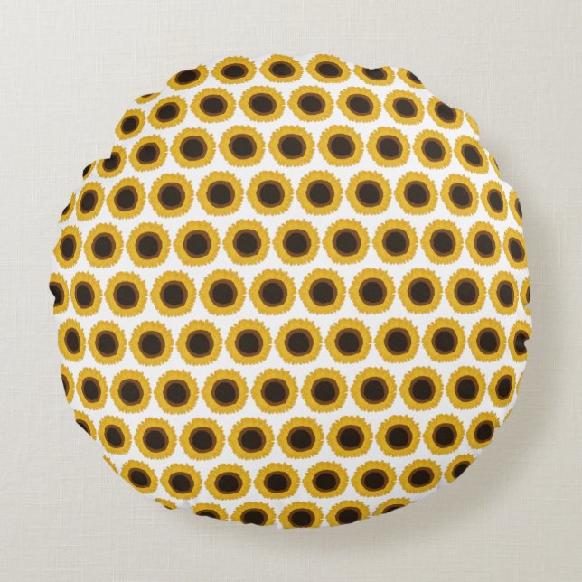 Zonnebloemen Rond Kussen (Voorkant)