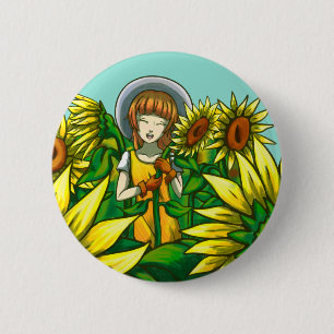 Zonnebloemen Ronde Button 5,7 Cm